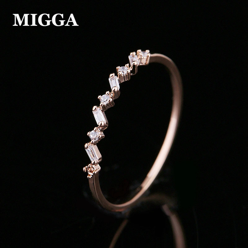 Женское кольцо с фианитом MIGGA изысканный геометрический тонкое цвета розового