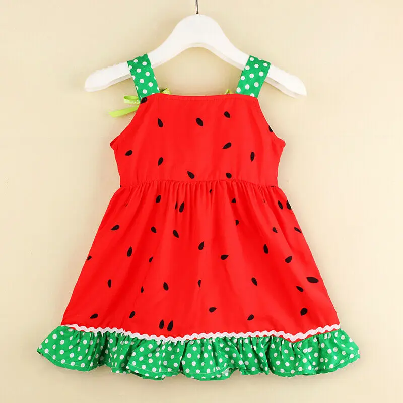 Pudcoco Summer Toddler Baby Girl Dress Sleeveless Cool Watermelon Slip Casual Clothes | Детская одежда и обувь