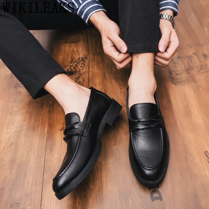 Office Shoes Men Formal Coiffeur Brand Wedding Classic Patent Leather Italian Elegant Sepatu Slip On Pria | Обувь