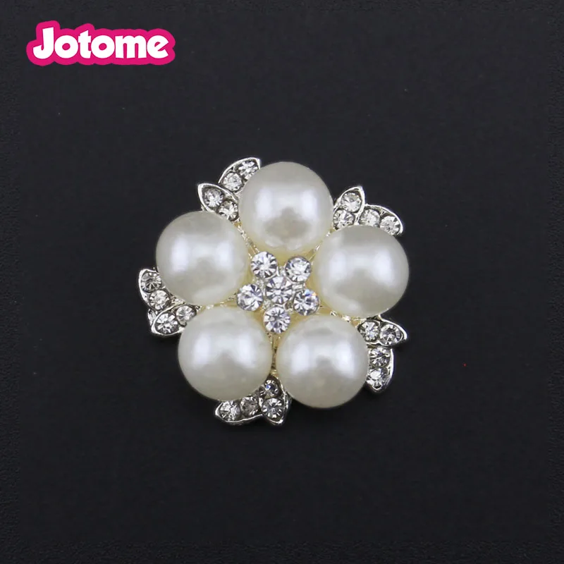 

Pearl Flower Crystal Rhinestone Wedding Invitation Card Flatback Button