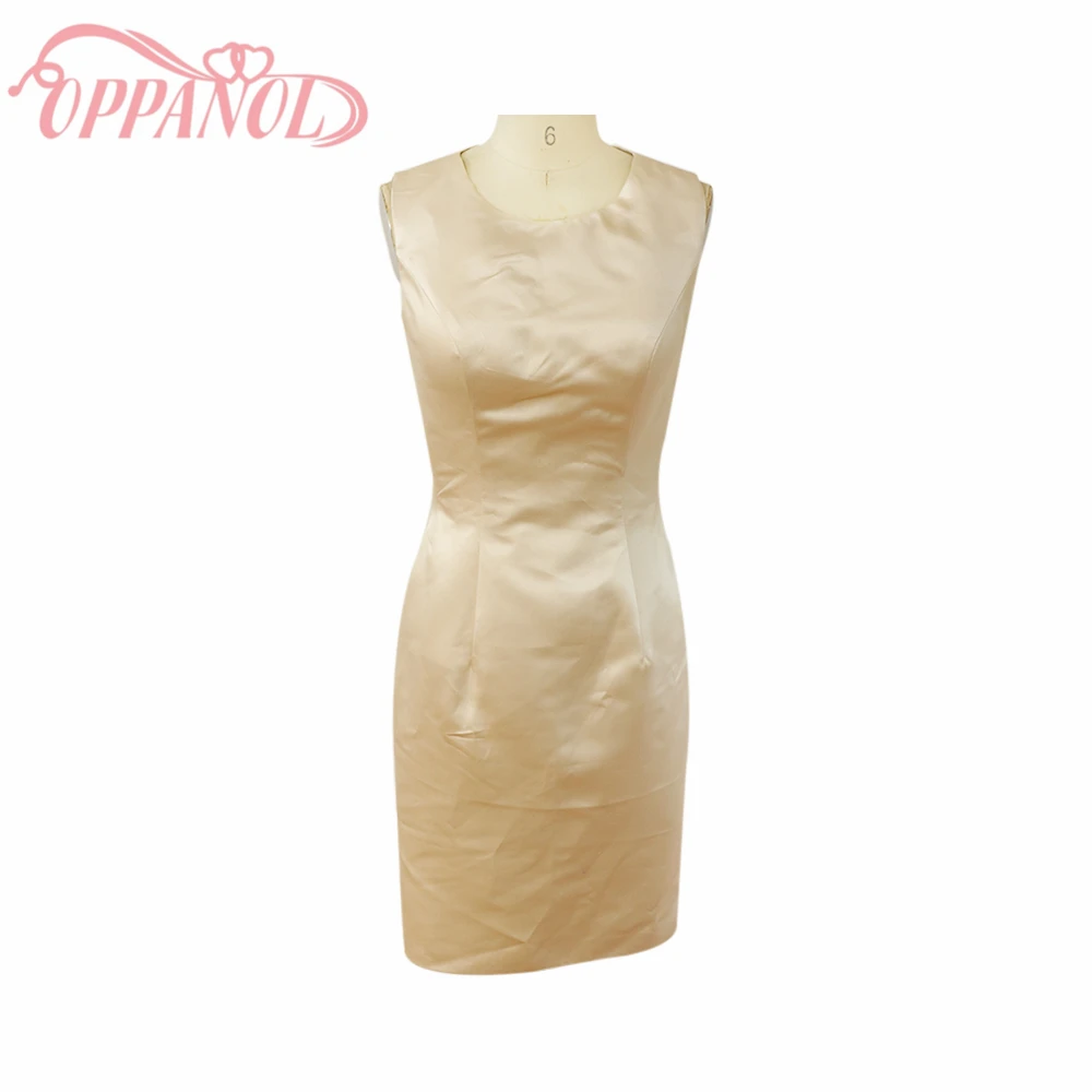 Элегантные Простые Дизайн шампанское с круглым вырезом без рукавов по колено