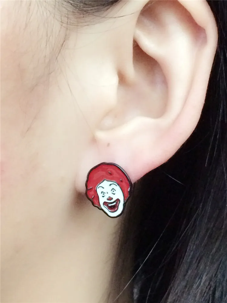 Корейские летние цветные капающие масляные серии McDonalds персональные модные серьги-гвоздики из сплава