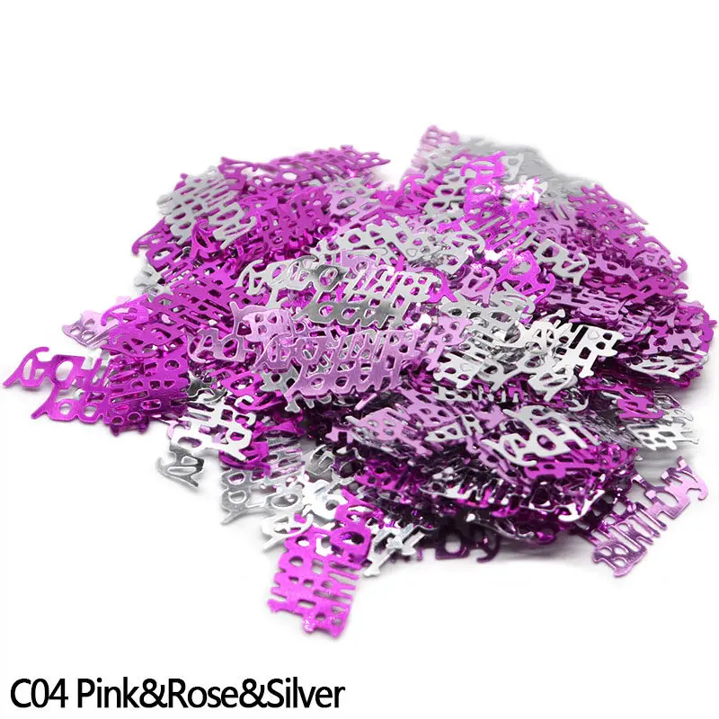 C04-pink rose silver 15 г блестящее розовое золото серебро с цифрами на день рождения 18 30 40 50 60 посыпать конфетти Свадебная церемония День Рождения Вечеринка годовщина - Цвет: C04-pink rose silver