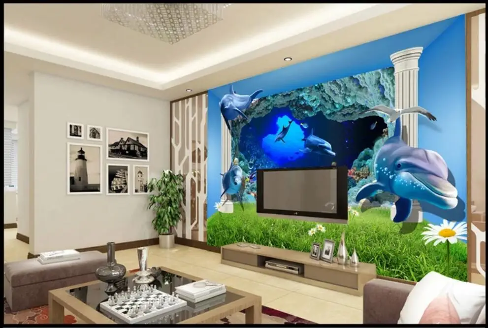 3d-фотообои на заказ Настенные обои с изображением морской пещеры Дельфина