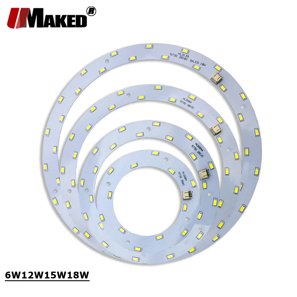 UMAKED SMD5730 светодиодный PCB 6W12W 15 Вт 18 Вт круглый светильник, потолочный светильник, сменный ламповый светильник, Модифицированная алюминиевая ламповая пластина, потолочный светильник