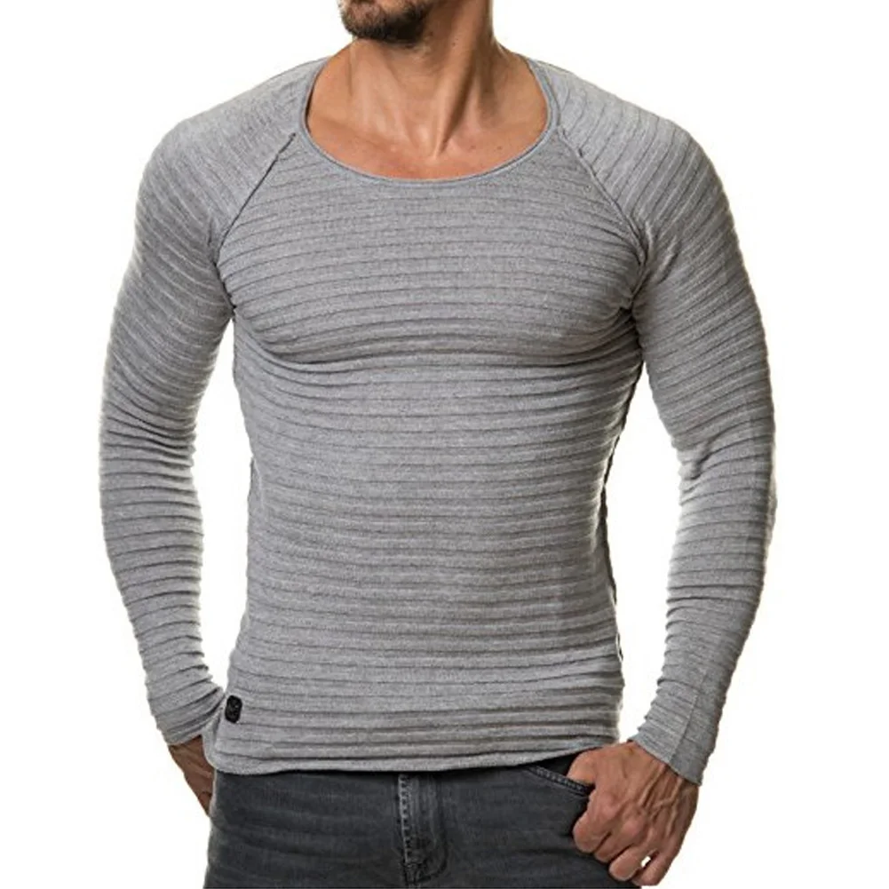Новинка 2018 осенняя футболка Мужская с круглым вырезом и длинными рукавами