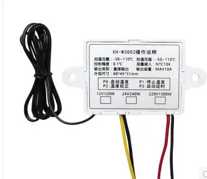 W3002 AC110V-220V цифровой контроль температуры микрокомпьютерный термостат переключатель термометр 10A терморегулятор DC12V/24 В
