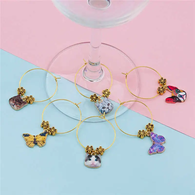 DoreenBeads украшение для стола из винного стекла в виде кота и бокала вечерние