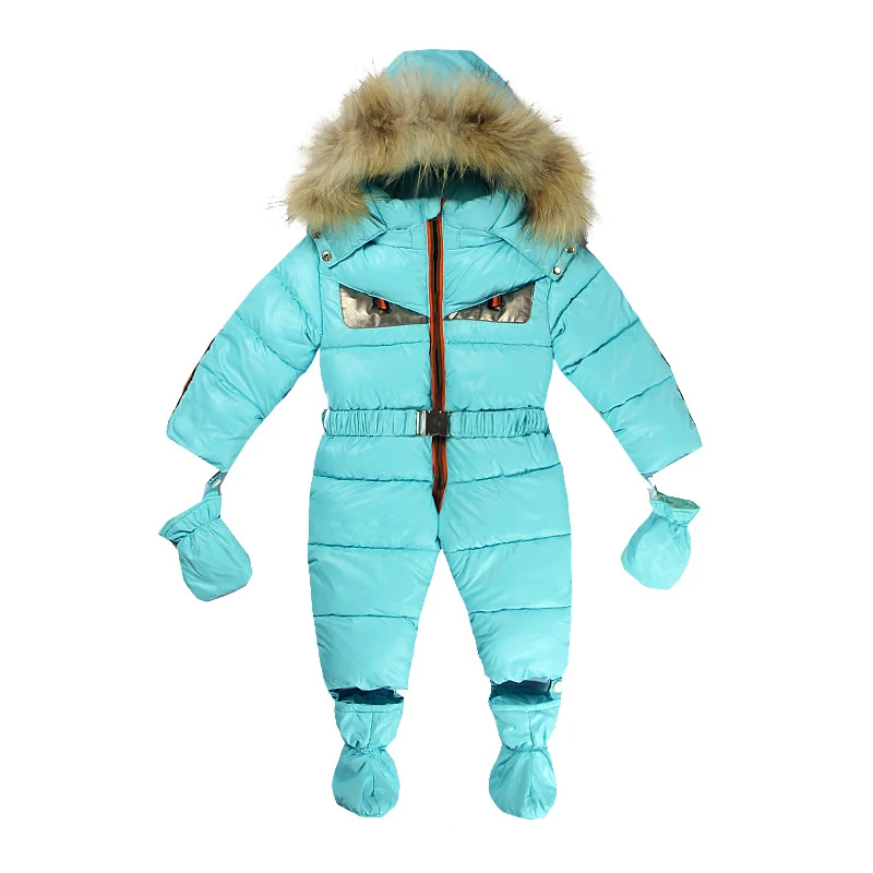 Детский комбинезон на белом утином пуху для новорожденных мальчиков и девочек