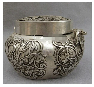 Copper Brass CHINESE crafts decor ation Asian 4&quotChinese Fengshui Buddhism Bronze Silver Lotus Hand warmer Censer Statues | Дом и сад