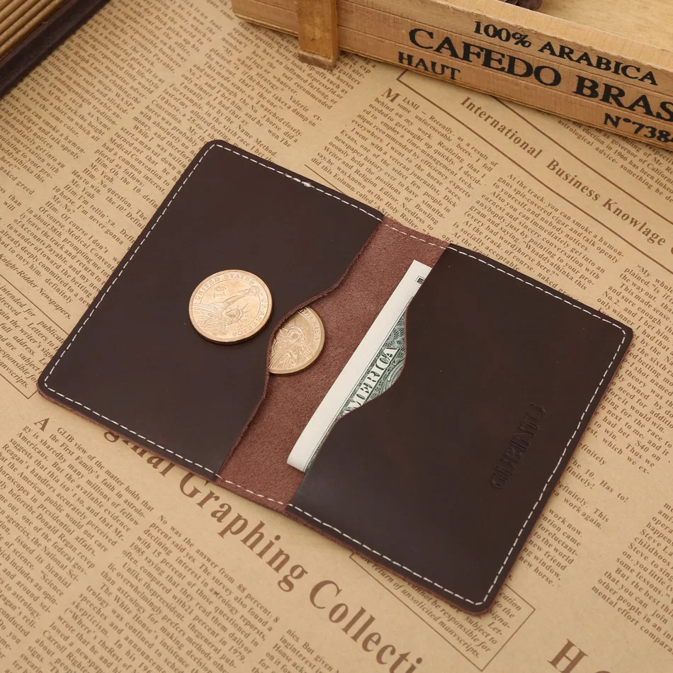 Классический вертикальный Новый чехол для визиток из натуральной кожи 2 складки