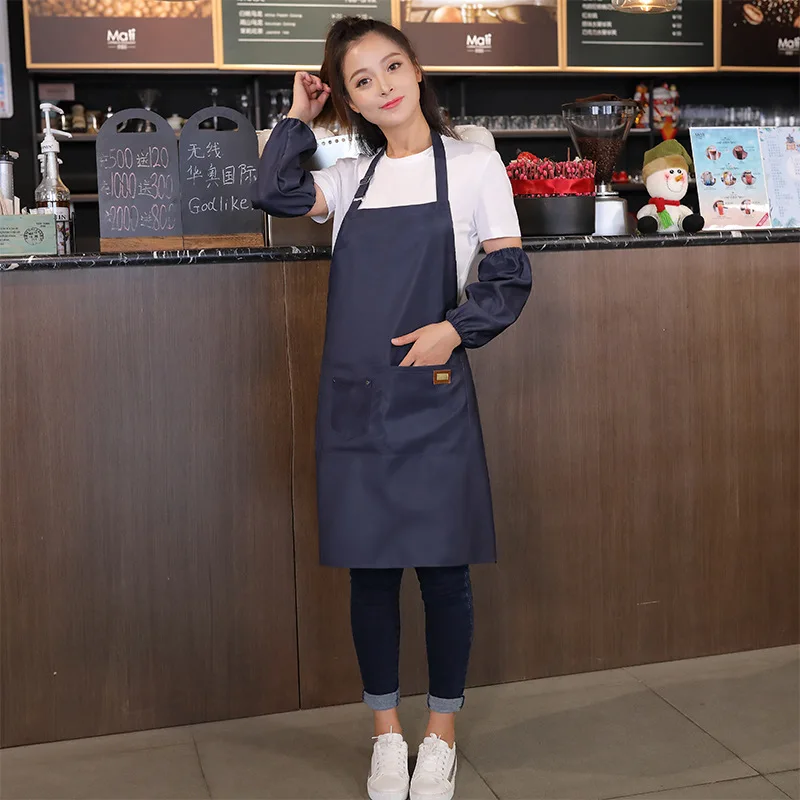 Only apron Модный кухонный фартук для приготовления пищи для женщин и мужчин, Рабочий Фартук, нагрудник с карманами для выпечки ресторана, передник с логотипом на заказ, подарок - Цвет: Only apron