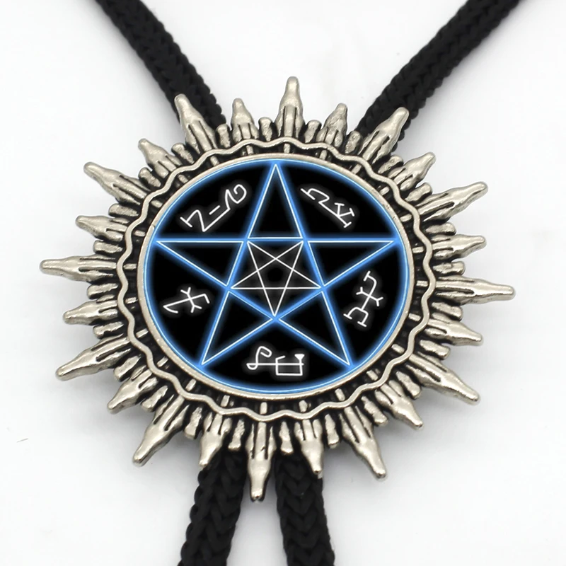 BOLO-008 Новое поступление Сверхъестественное Devils Trap Western Bolo Tie стимпанк стеклянный купол Devil's Trap шейный галстук ювелирные изделия для женщин и мужчин