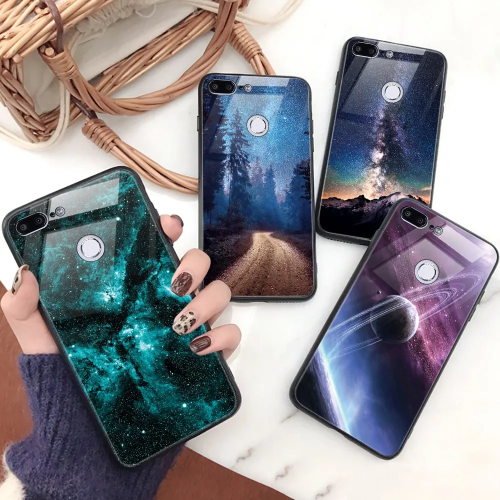 Star Space Case For Huawei P20 Lite Glass Phone Honor 9 10 P Smart NOVA 3 Mate Y6 2018 Coque |