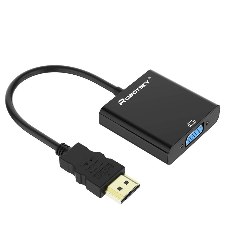 Robotsky HDMI к VGA адаптер цифро-аналоговый av-конвертер кабель для Xbox PS4 ПК ноутбук ТВ коробка к проектору Displayer HD tv