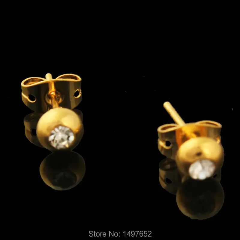 Женские серьги гвоздики 5 ММ золотого цвета с жемчугом и кристаллами подарок в