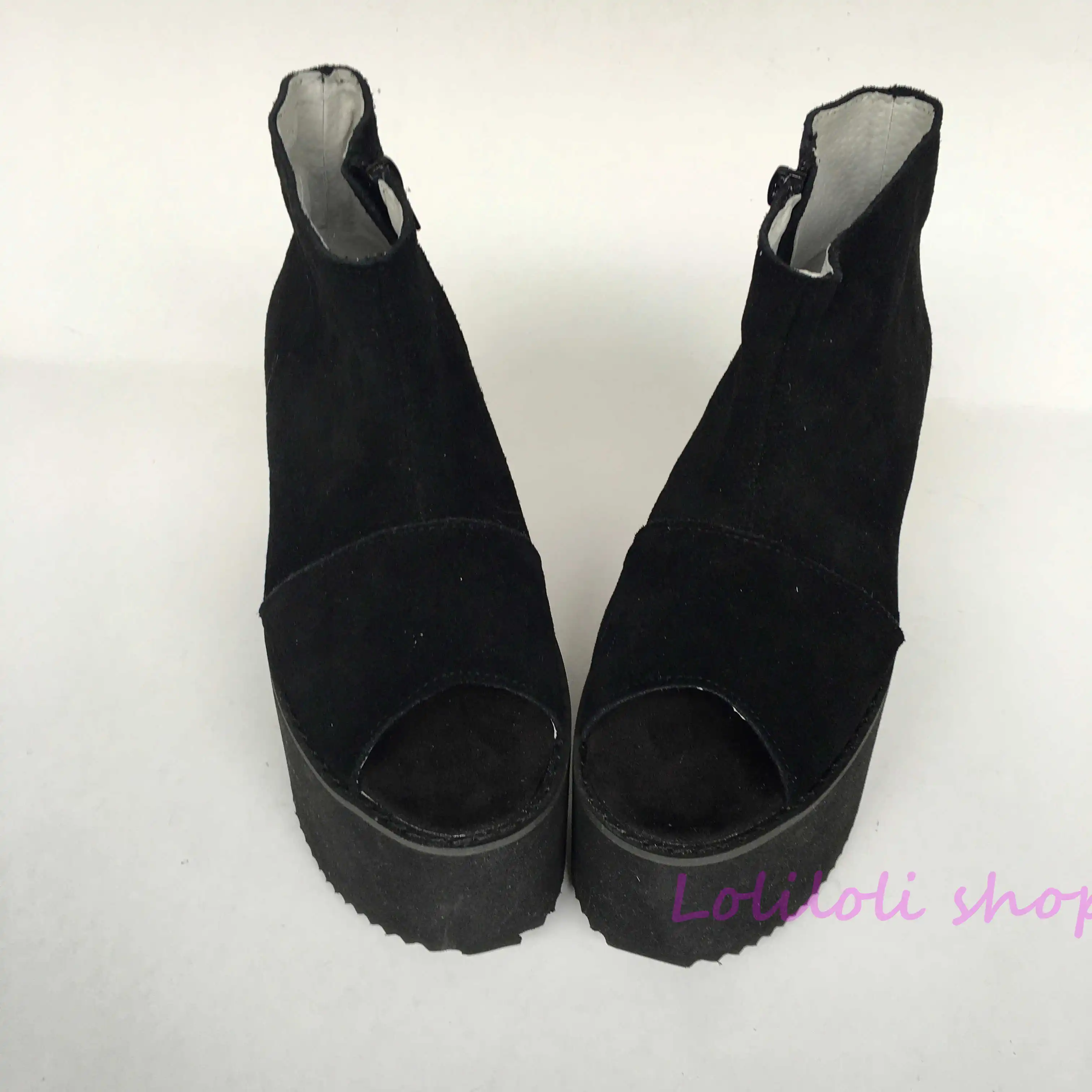 comprar Princesa Punk Sapatos Grandes Sapatos Personalizados Especiais Um * Tai * Na * Fundo Preto Grosso Lado Zíper Sapatos Plataforma Alta Personalizado Sapatos An1382