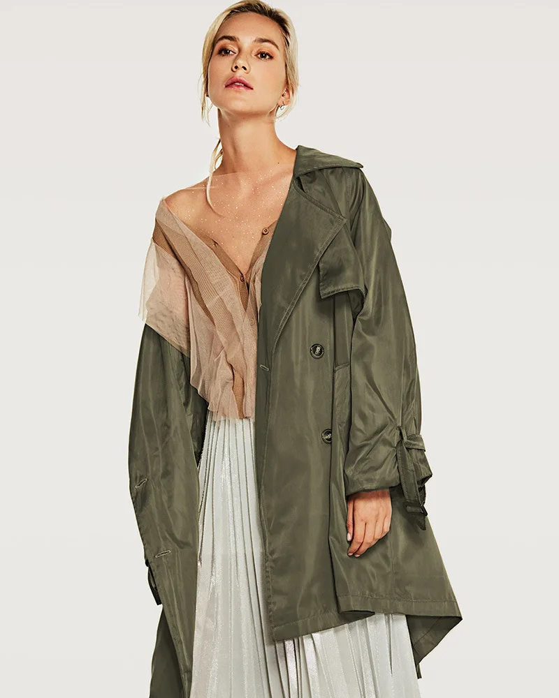 2018 Модный плащ ветровка Винтаж куртки наивысшего качества Для женщин Сплошной