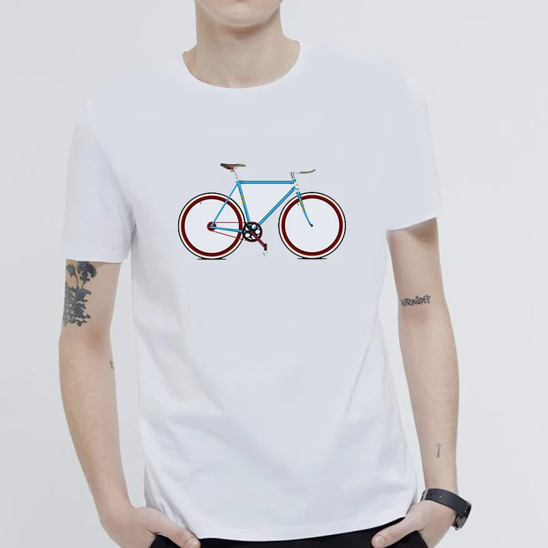 

2019 Men Fashion Bike Comfortable Short Sleeve T-shirt 100% Cotton Ventilation Soft Man Tee Summer Print Casual Men's Tops