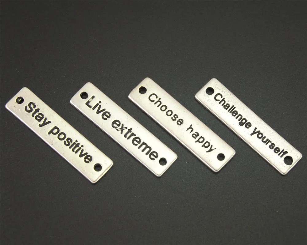 10 шт Серебряный цвет буквы полосы подвески соединители для браслетов ювелирных