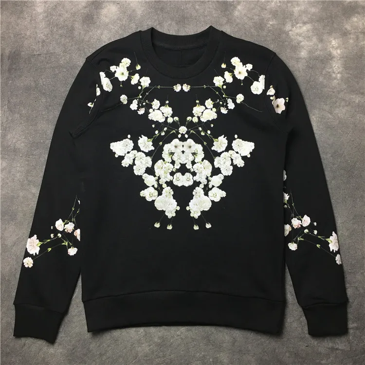 

New Men Clove jasmine flowers Hoodies Hoody hooded Sweatshirts velvet Cotton Drake Thick Fleece Street Hip hop #E152