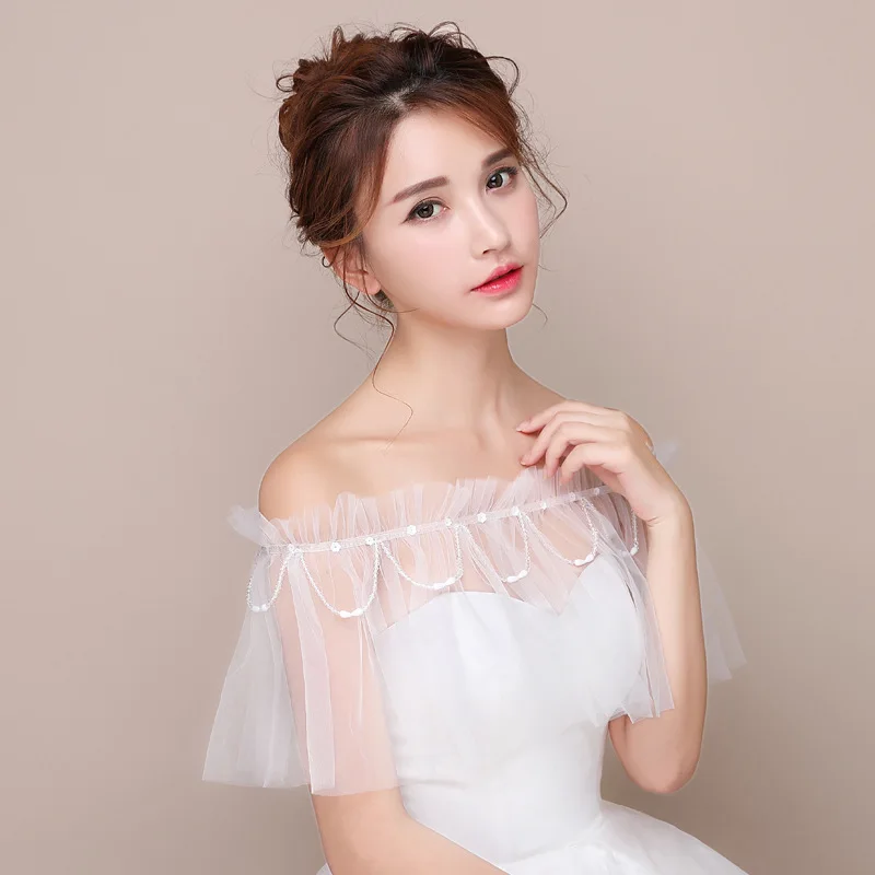 Шаль для невесты тонкая новая кружевная шаль летняя Свадебная накидка слэш Шея