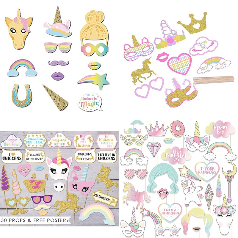 Свадебные украшения DIY фото стенд реквизит Радуга Корона пони Единорог на палке