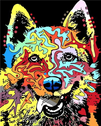 Dog 1 Раскраска по номерам рисунок Собака Лев Сова Горилла Diy масляная краска по номерам абстрактная акриловая краска Животное Декор стены боль - Цвет: Dog 1