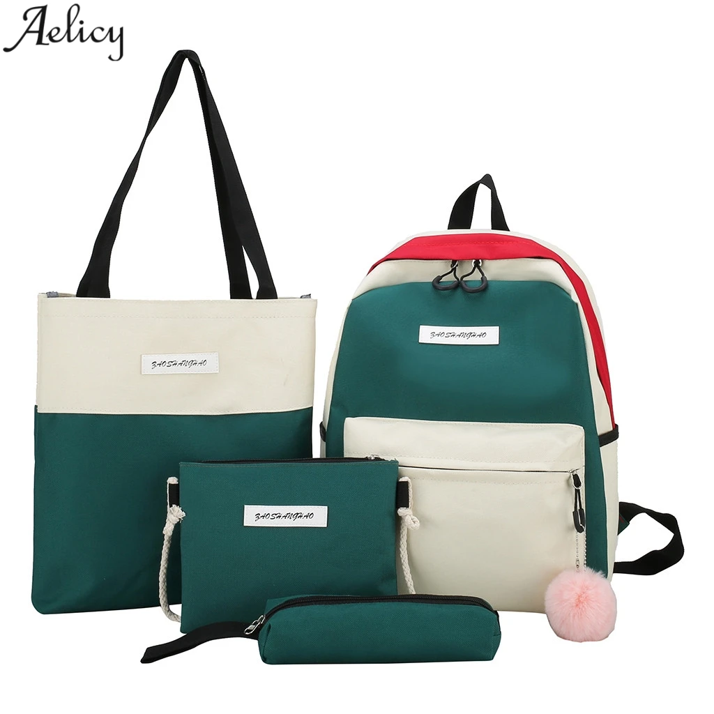 Aelicy 4 шт. Женская холщовая композитная сумка ретро модная Лоскутная школьная сумка для студентов сумка пакет Mochila Escolar Новинка