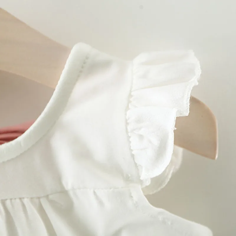 Летний комплект одежды без рукавов для маленьких девочек хлопковые однотонные