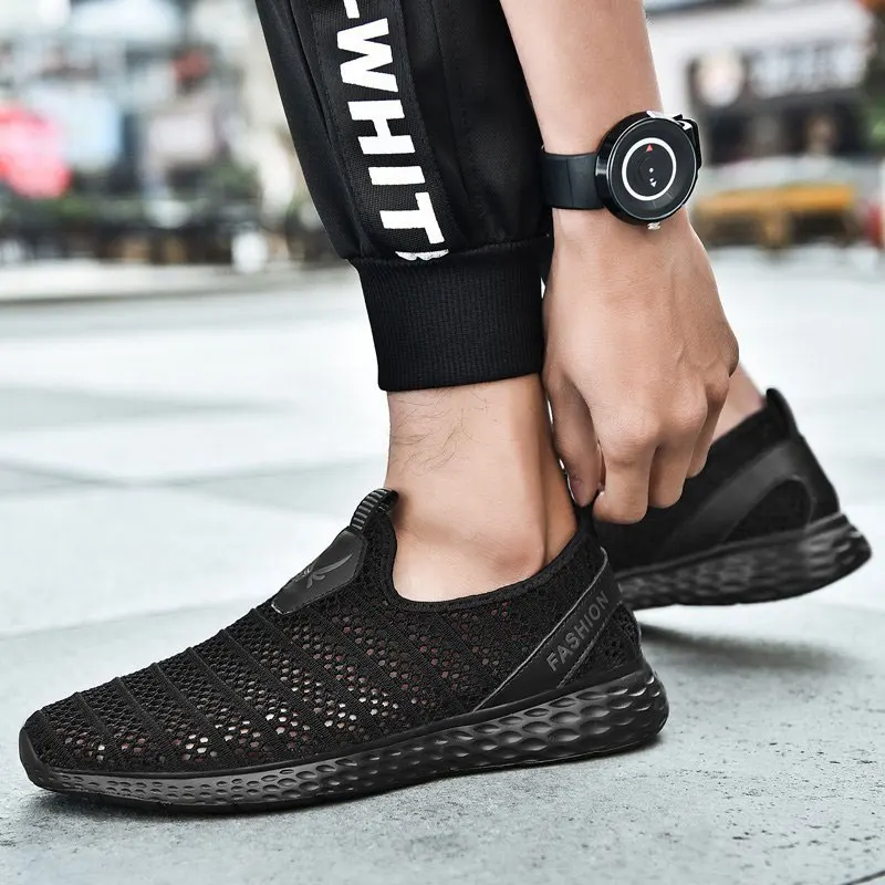 2019 Men Shoes Summer Mesh Breathable shoe Walking Footwear Lightweight Comfortable Man Sneakers big size 48 running male gray |