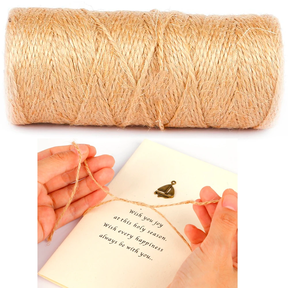Natural 100M Jute Twine Burlap String Hemp Rope Cords Thread For Party Wedding Gift Wrapping DIY Scrapbooking Florists Craft |