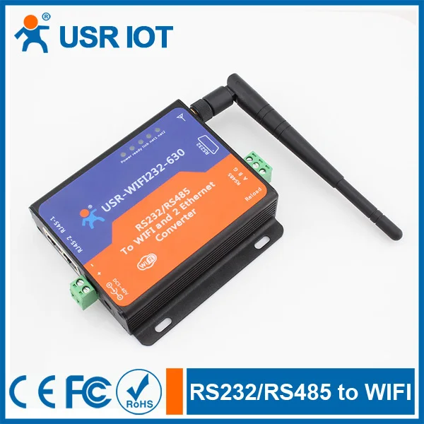 Ethernet Serial RS232/ RS485 to Wifi Convertors Wireless Networking Server Modbus RTU TCP Device with 2 RJ45 DNS/DHCP |