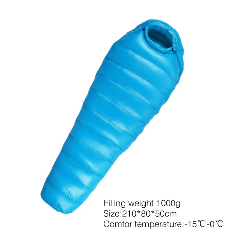 light blue 1000g Спальный мешок для кемпинга, 600 г, 800 г, 1000 г, Сверхлегкий, сохраняет тепло, для альпинизма, зимнего уличного оборудования - Цвет: light blue 1000g