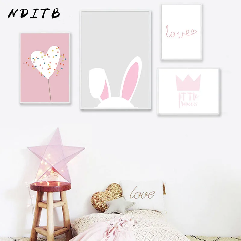 NDITB розовый кролик мультфильм холст искусство фотография стены скандинавский