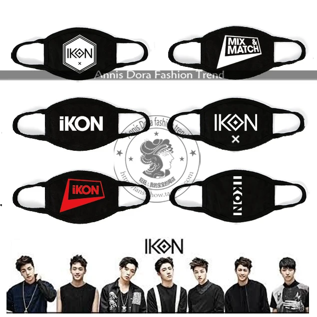 Маска с логотипом iKON MAX &amp amp MATCH B.I BOBBY Jin Hwan Yun Hyeong | Тематическая одежда и униформа