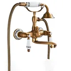 Античный латунный Смеситель для ванны, настенный фарфоровый смеситель для душа с ручками, длиной 20 см25 см