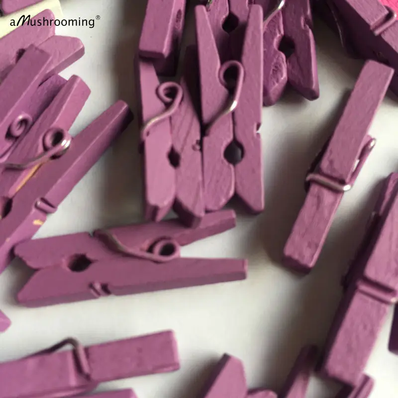 X100 фиолетовый мини деревянная прищепка для белья | Деревянный зажим Крошечные