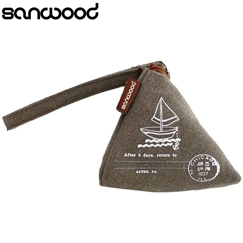 Маленький холщовый мини треугольный кошелек унисекс кошельки клатч сумки для