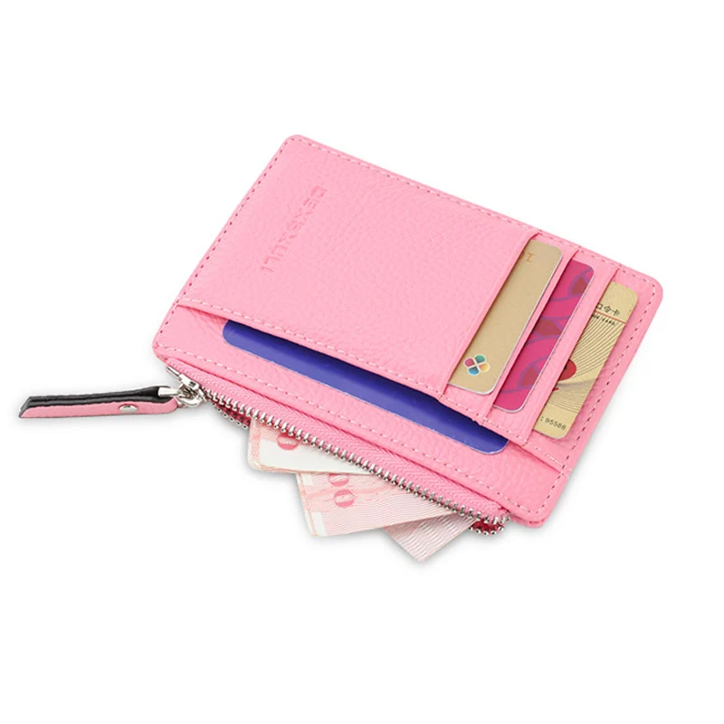 Pink Горячая распродажа! Мужской/женский мини ID держатель для карт s бизнес кредитный держатель для карт pu кожаный тонкий чехол для банковских карт Органайзер Кошелек - Цвет: Pink