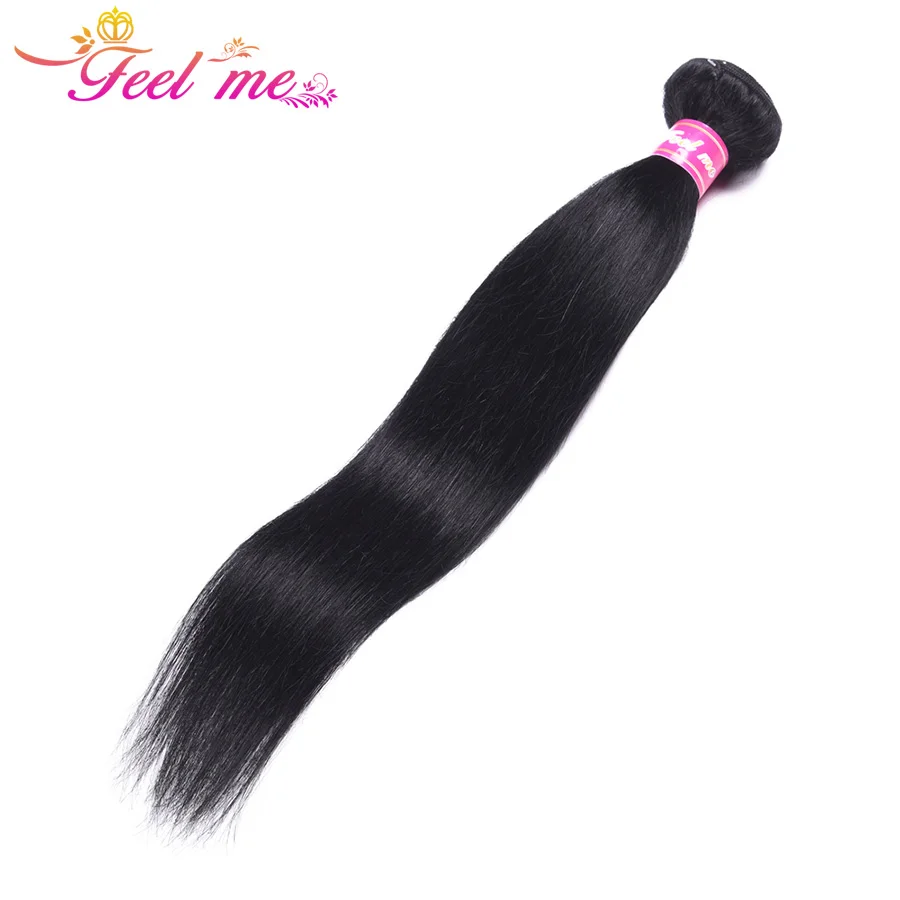 Feel Me Malaysian Straight Hair Bundles Jet Black #Human Weaves #1 10-26 inch Extension Non Remy | Шиньоны и парики