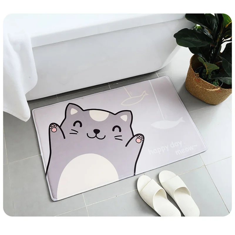 Нескользящий мат для кухонного пола Kawaii двери коврик для животных печатные коврик на кухню Нескользящие спальня прикроватные коврики - Цвет: B1
