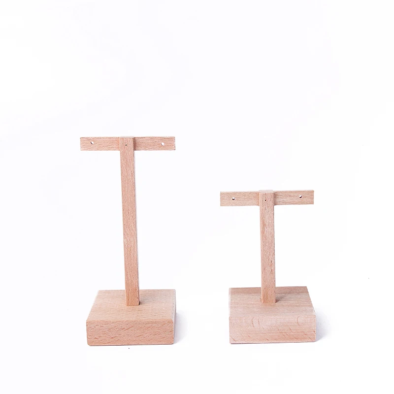 

2 Pcs Earrings Display Holder Solid Wood Earrings Display Shelf Jewelry Display Stand