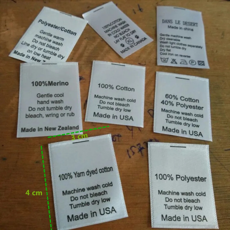 Этикетки для мытья из мягкой атласной ткани белый ярлык ухода за платьем