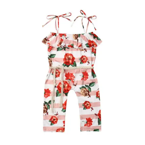 

2019 Summer Toddler Baby Girl One-piece Jumpsuit Sleeveless Off Shoulder Romper Playsuit Clothes Kid Outfit