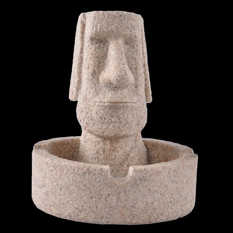 Креативная каменная пепельница Пасхальный остров статуэтки Moai статуэтки Пасхальный день украшения ремесла пепельница дропшиппинг - Цвет: A