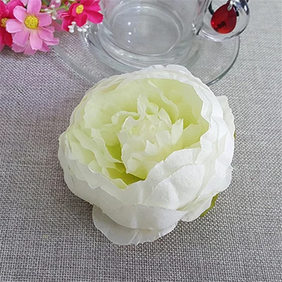 Ivory 15 шт. 10 см DIY искусственный цветок пиона глава многоцветный дорога приведет Свадебный букет отель фоне стены декора ремесла flori - Цвет: Ivory