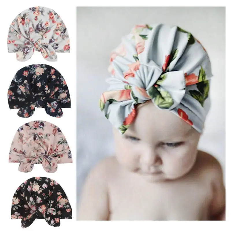 Fashion Baby Hat Solid Turban Kids Girls Sun Elastic Caps 4 Style Cap Bow Tie Infant Accessories | Детская одежда и обувь