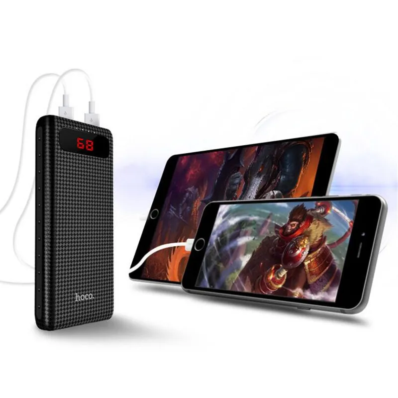 Беспроводное зарядное устройство HOCO 20000 мА/ч два USB выхода Мощность банка 18650