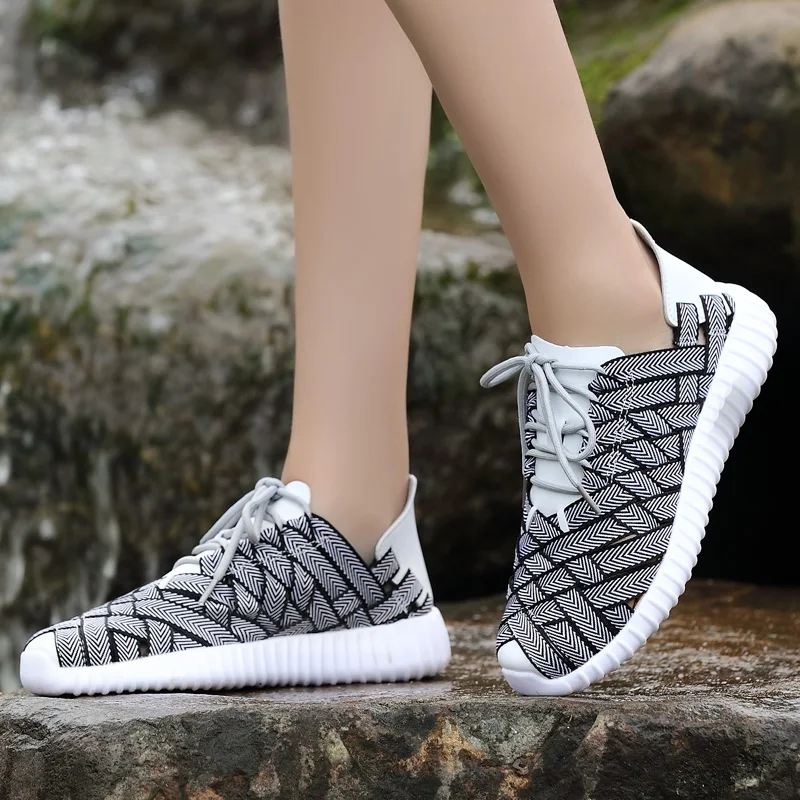 

Clearance 2019 Summer Men Fashion Sneakers Lace Up Casual Shoes For Man Breathable Male Walking Water Sneaker Shoes Weaving